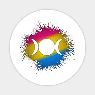 Paint Splatter Pansexual Pride Flag Triple Goddess Moon Magnet